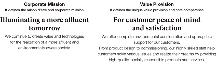 Illuminating a more affluent tomorrow / For customer peace of mind and satisfaction